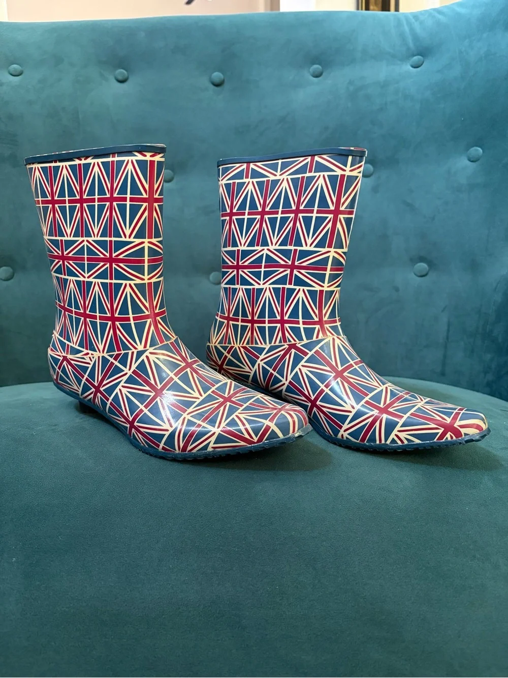 Women's Union Jack kitten heel Rain Booties